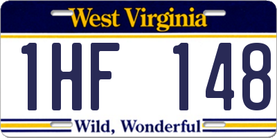 WV license plate 1HF148