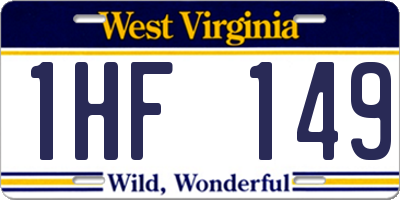 WV license plate 1HF149
