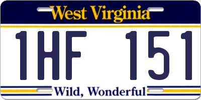 WV license plate 1HF151