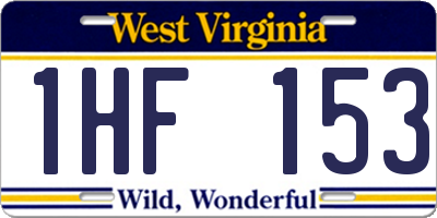 WV license plate 1HF153