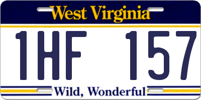 WV license plate 1HF157