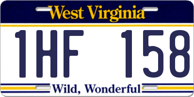 WV license plate 1HF158