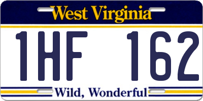 WV license plate 1HF162