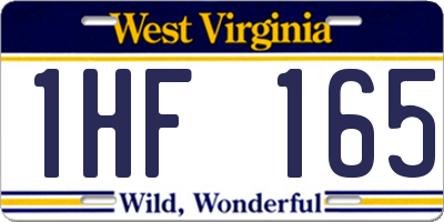 WV license plate 1HF165
