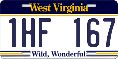 WV license plate 1HF167