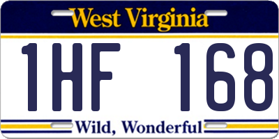 WV license plate 1HF168