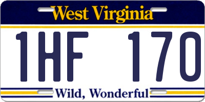 WV license plate 1HF170
