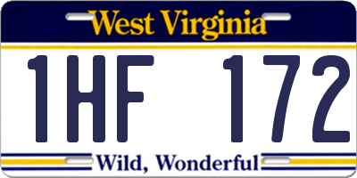 WV license plate 1HF172