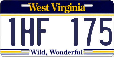 WV license plate 1HF175