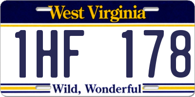 WV license plate 1HF178