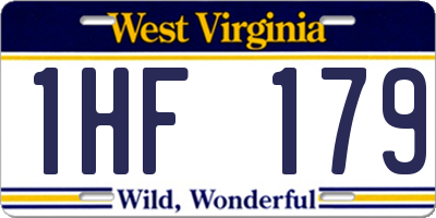 WV license plate 1HF179