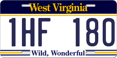 WV license plate 1HF180