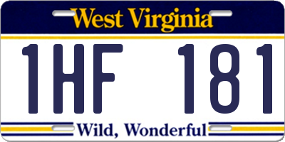 WV license plate 1HF181