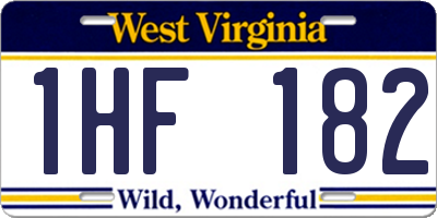 WV license plate 1HF182