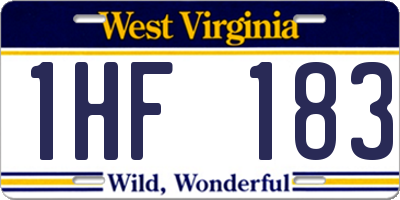WV license plate 1HF183