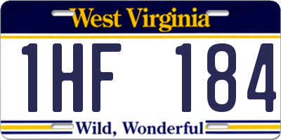WV license plate 1HF184
