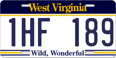 WV license plate 1HF189