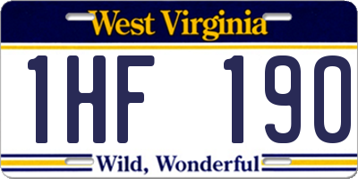 WV license plate 1HF190