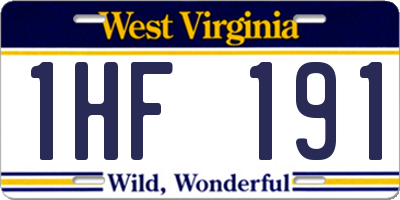 WV license plate 1HF191