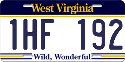 WV license plate 1HF192
