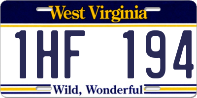 WV license plate 1HF194