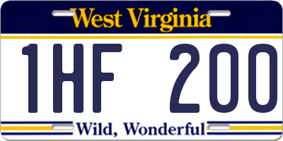 WV license plate 1HF200