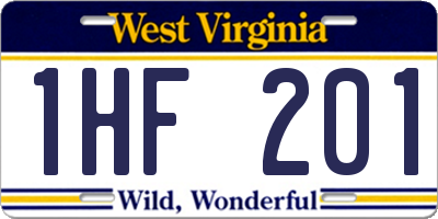 WV license plate 1HF201