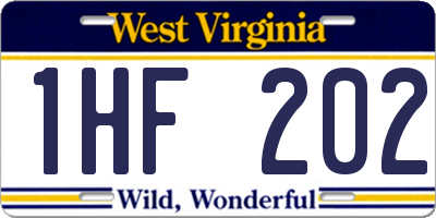 WV license plate 1HF202