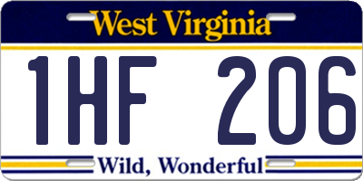WV license plate 1HF206