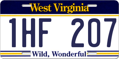 WV license plate 1HF207