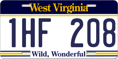 WV license plate 1HF208