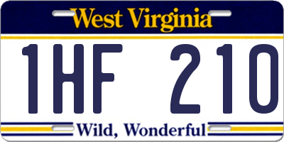 WV license plate 1HF210