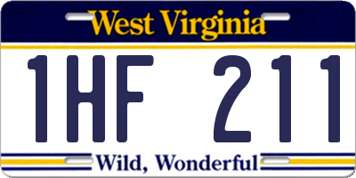 WV license plate 1HF211