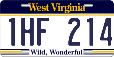 WV license plate 1HF214