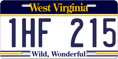 WV license plate 1HF215