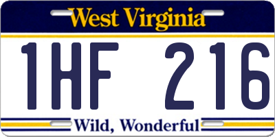 WV license plate 1HF216