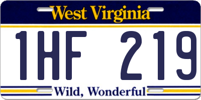 WV license plate 1HF219