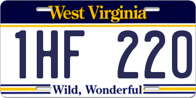 WV license plate 1HF220