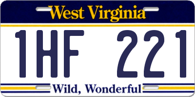 WV license plate 1HF221