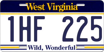 WV license plate 1HF225