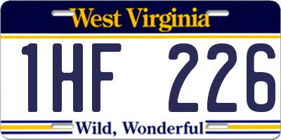 WV license plate 1HF226