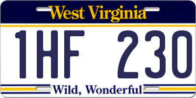 WV license plate 1HF230