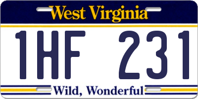 WV license plate 1HF231