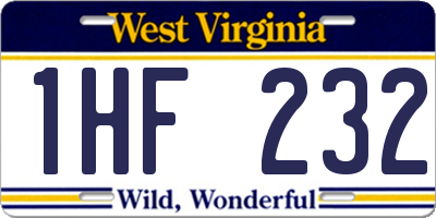 WV license plate 1HF232