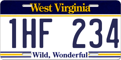 WV license plate 1HF234