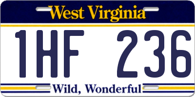 WV license plate 1HF236