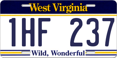 WV license plate 1HF237