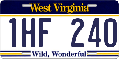 WV license plate 1HF240
