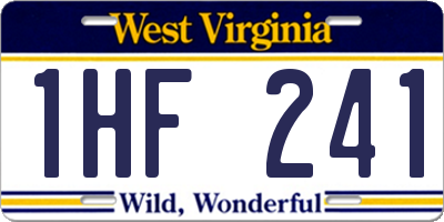 WV license plate 1HF241