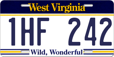 WV license plate 1HF242
